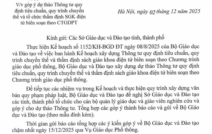 công văn yêu cầu góp ý
